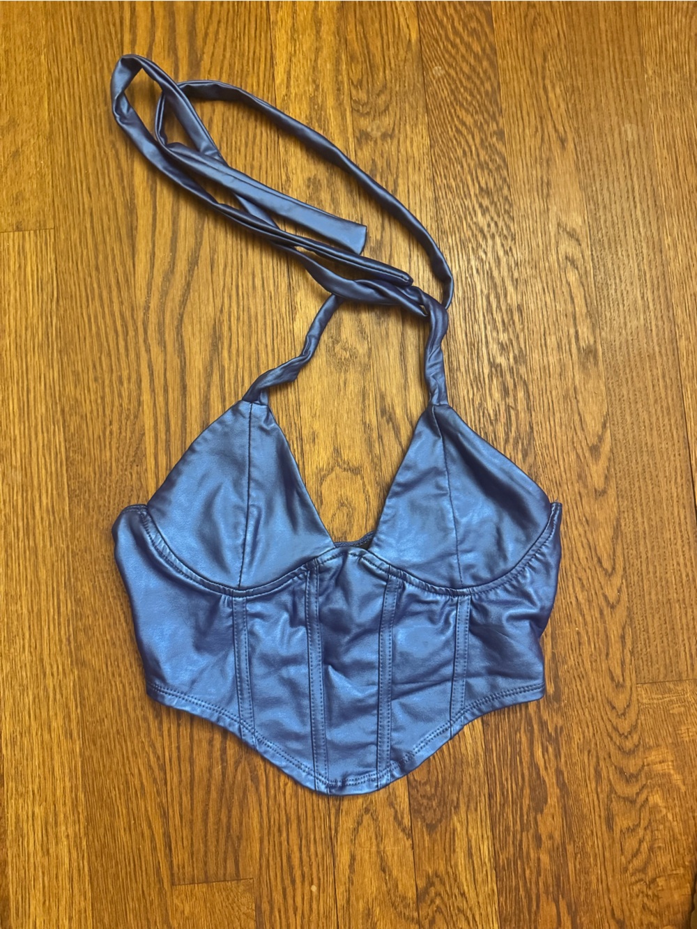 Corset-Style Top in Steel Blue